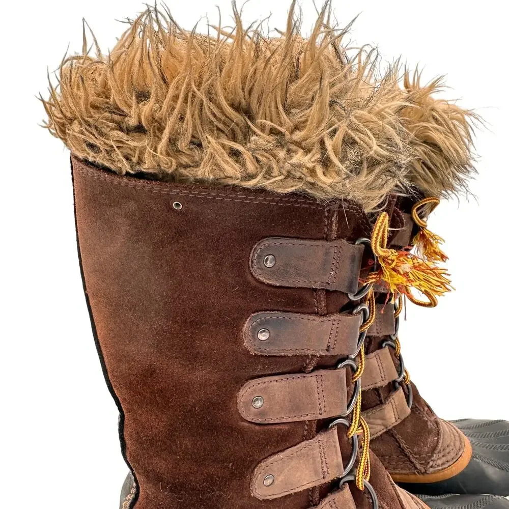 Sorel Women's Brown Joan of Arctic Leather Snow Boots Size 9
